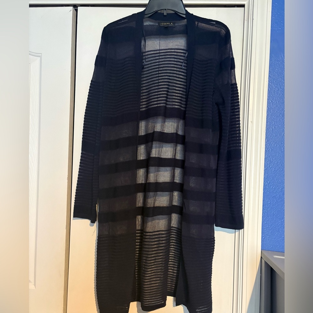 Joseph A. Navy Sheer Striped Cardigan